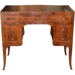 table de toilette / bureau marqueté italien du 19ème siècle