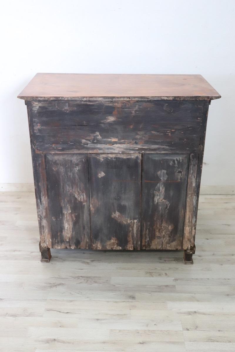19th Century Italian Inlaid Walnut Antique Chest of Drawers For Sale 7