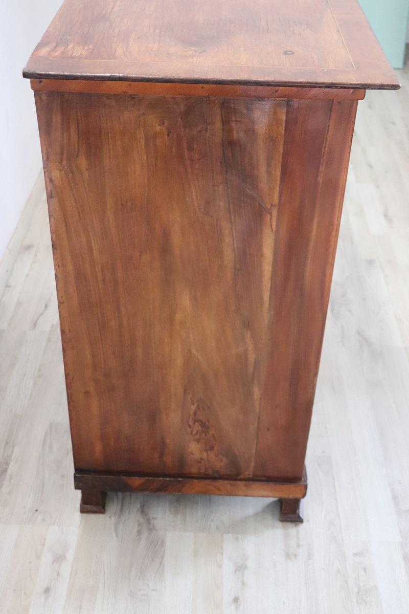 19th Century Italian Inlaid Walnut Antique Chest of Drawers For Sale 3