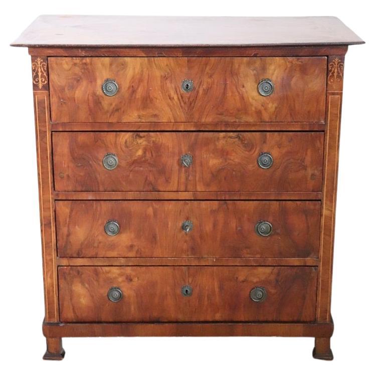 19th Century Italian Inlaid Walnut Antique Chest of Drawers