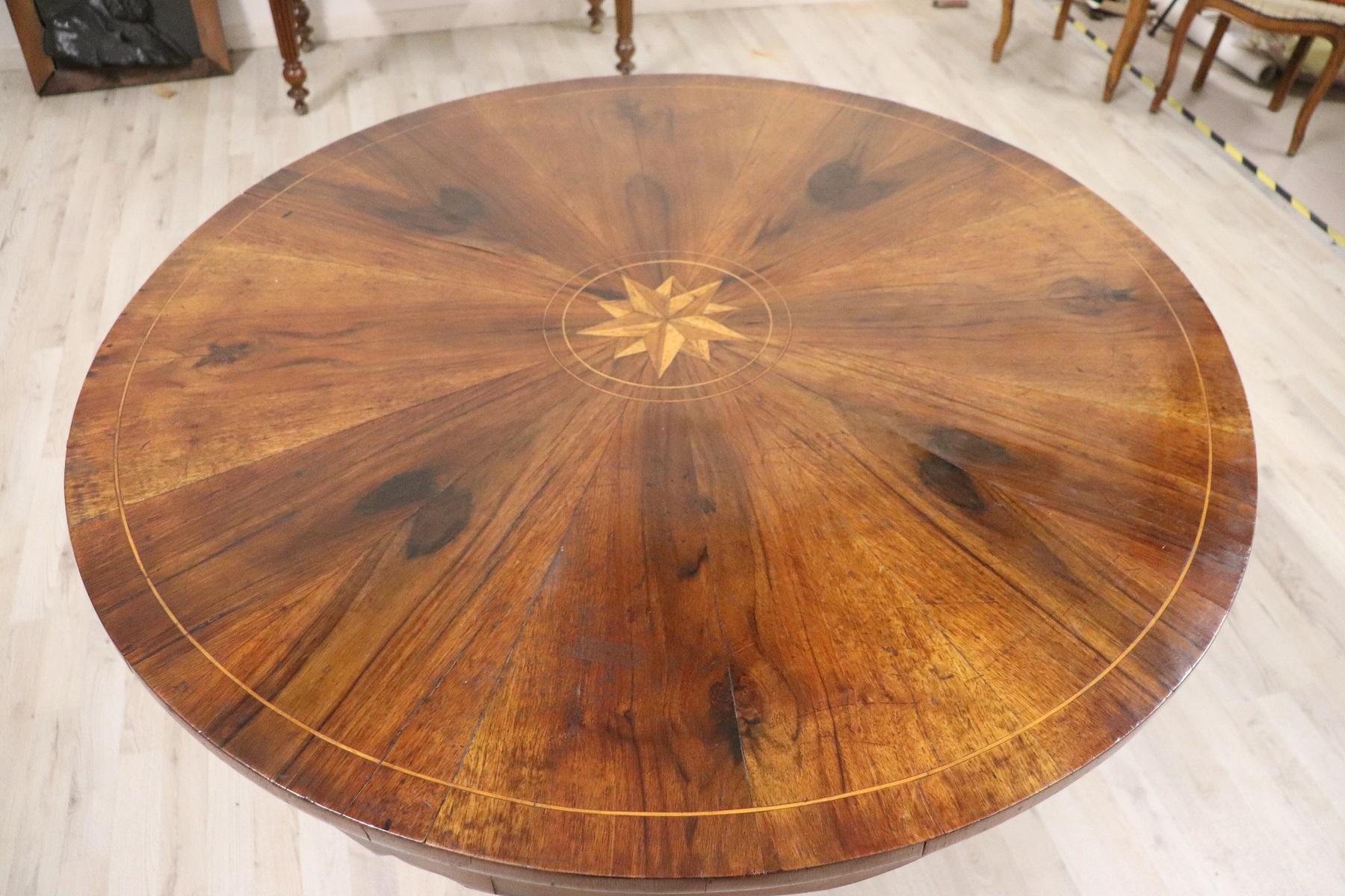 19th Century Italian Inlaid Walnut Round Center Table 2