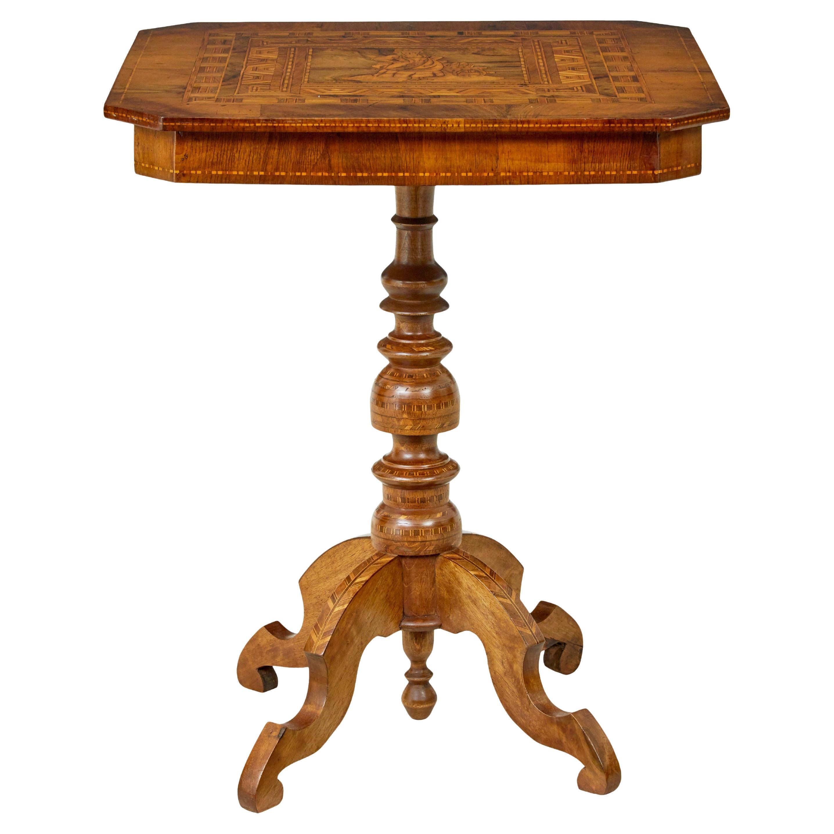 19th century Italian inlaid walnut sorrento table