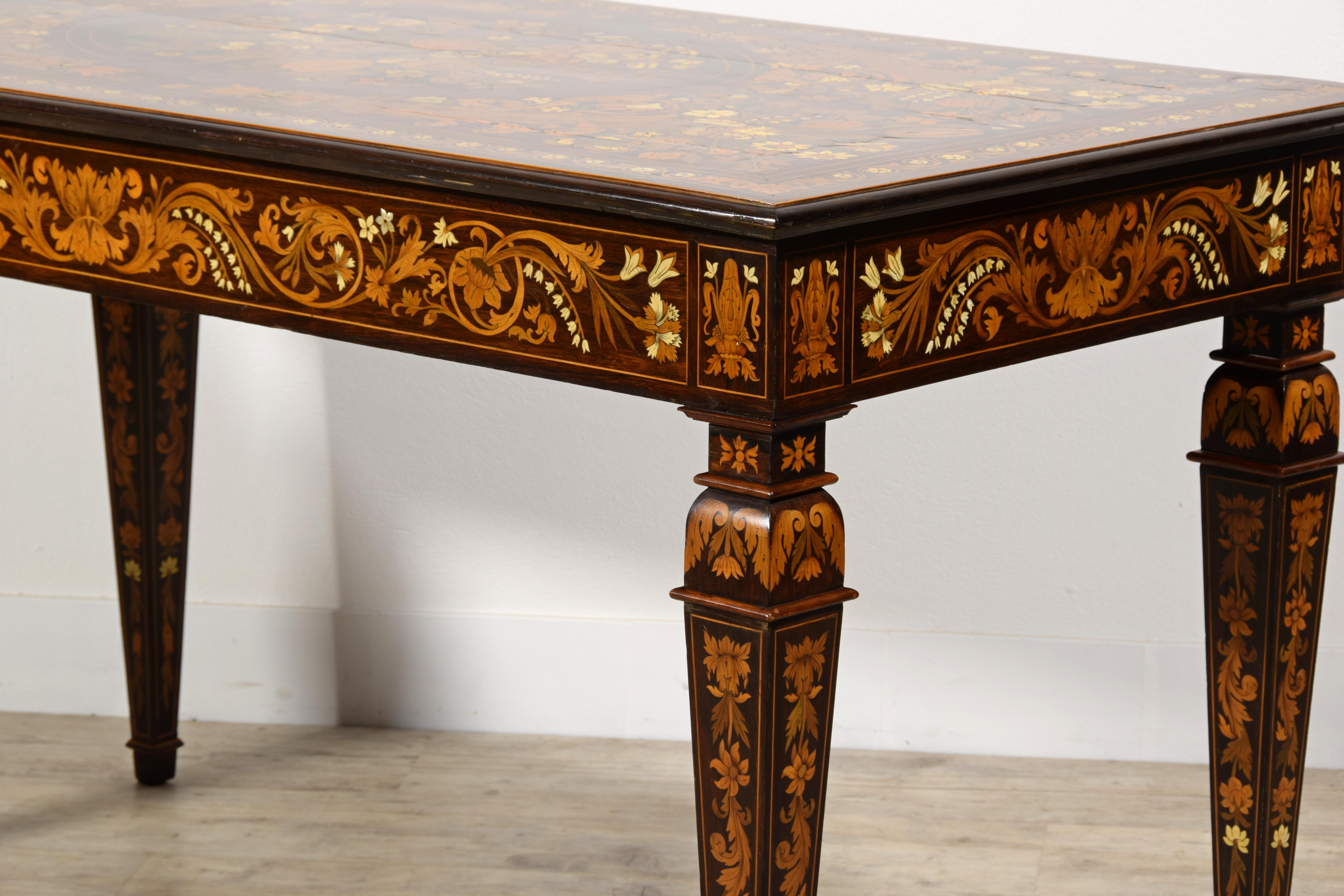 19th Century, Italian Inlaid Wood Centre Table by Luigi and Angiolo Falcini For Sale 6