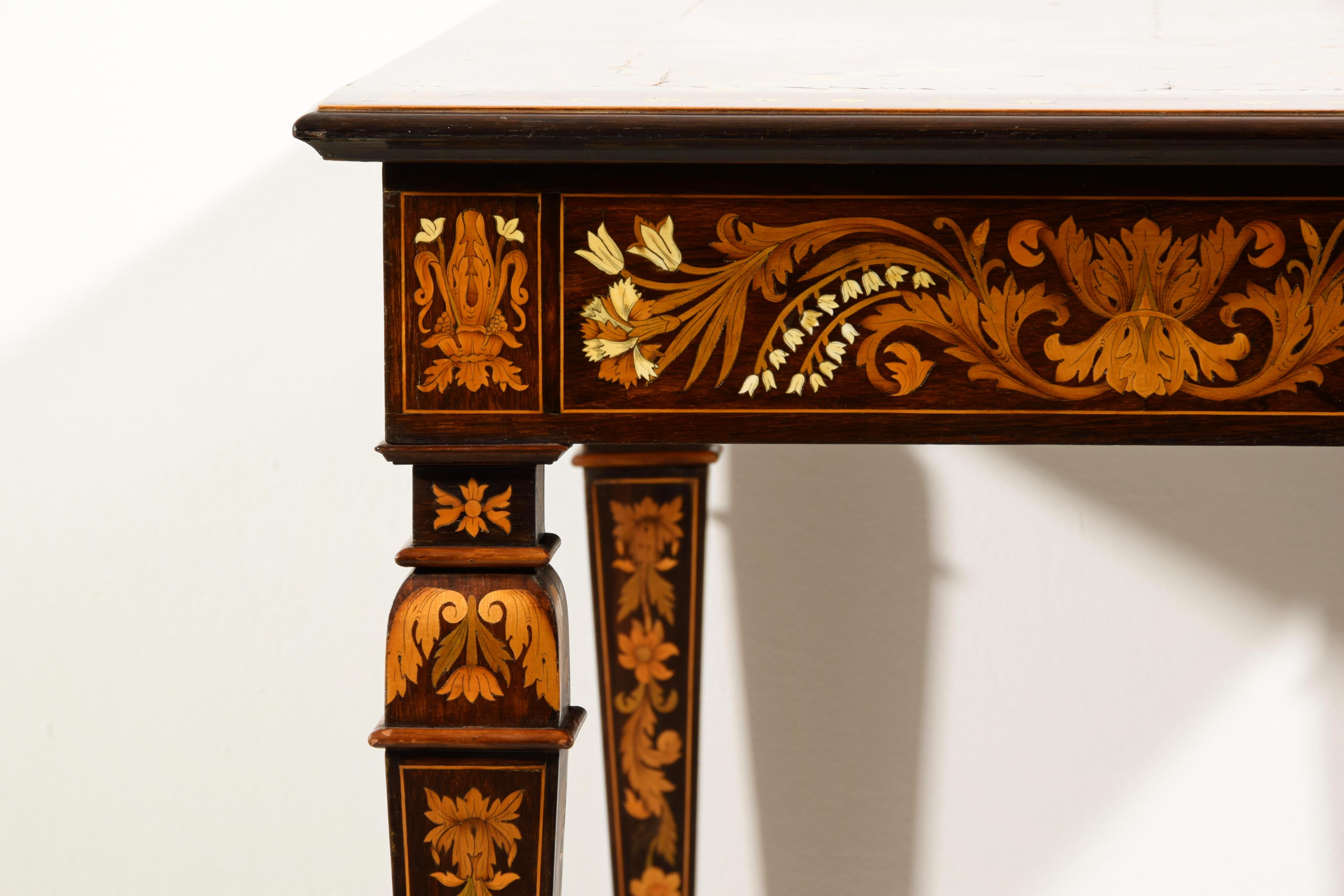 19th Century, Italian Inlaid Wood Centre Table by Luigi and Angiolo Falcini For Sale 11
