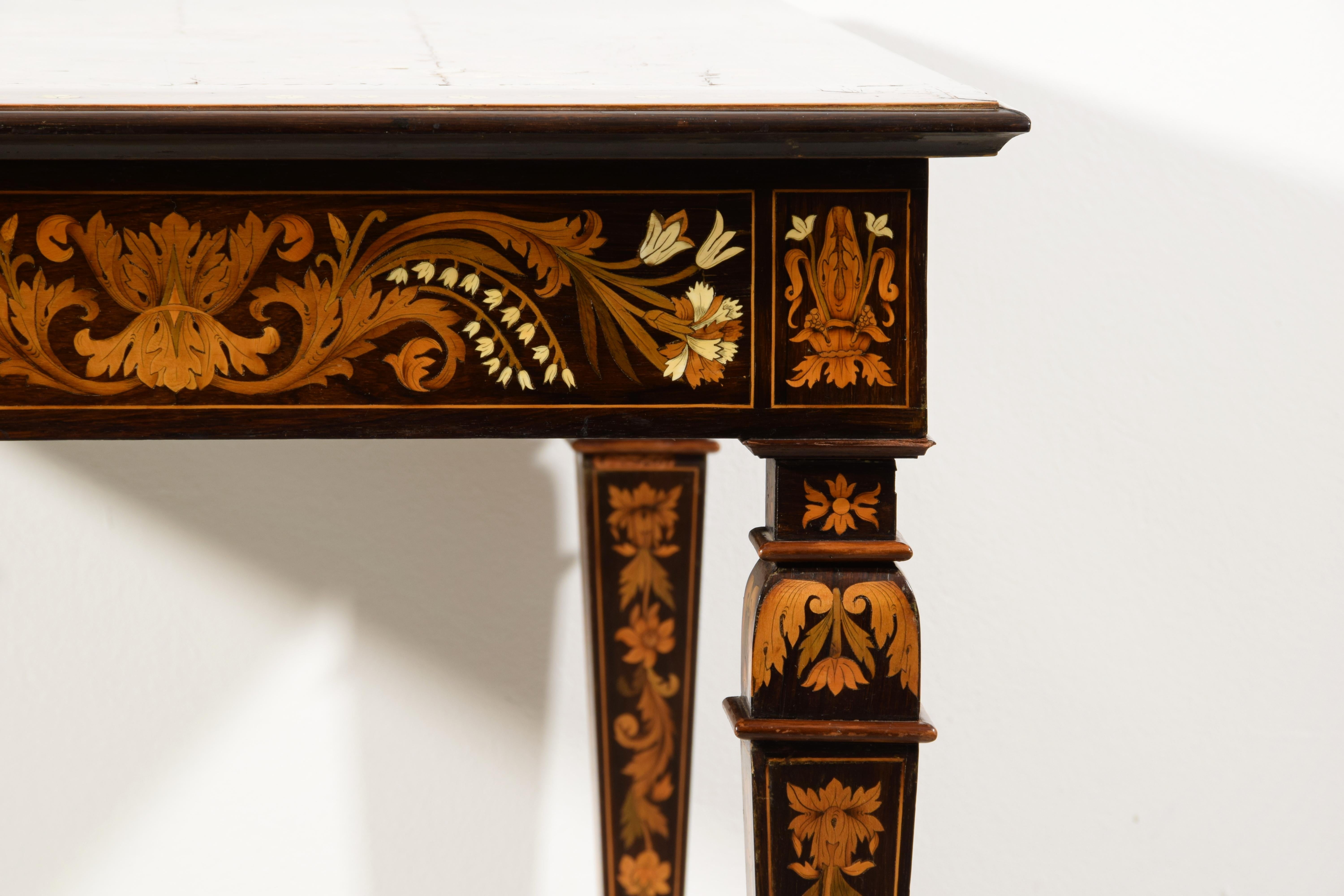 19th Century, Italian Inlaid Wood Centre Table by Luigi and Angiolo Falcini For Sale 13