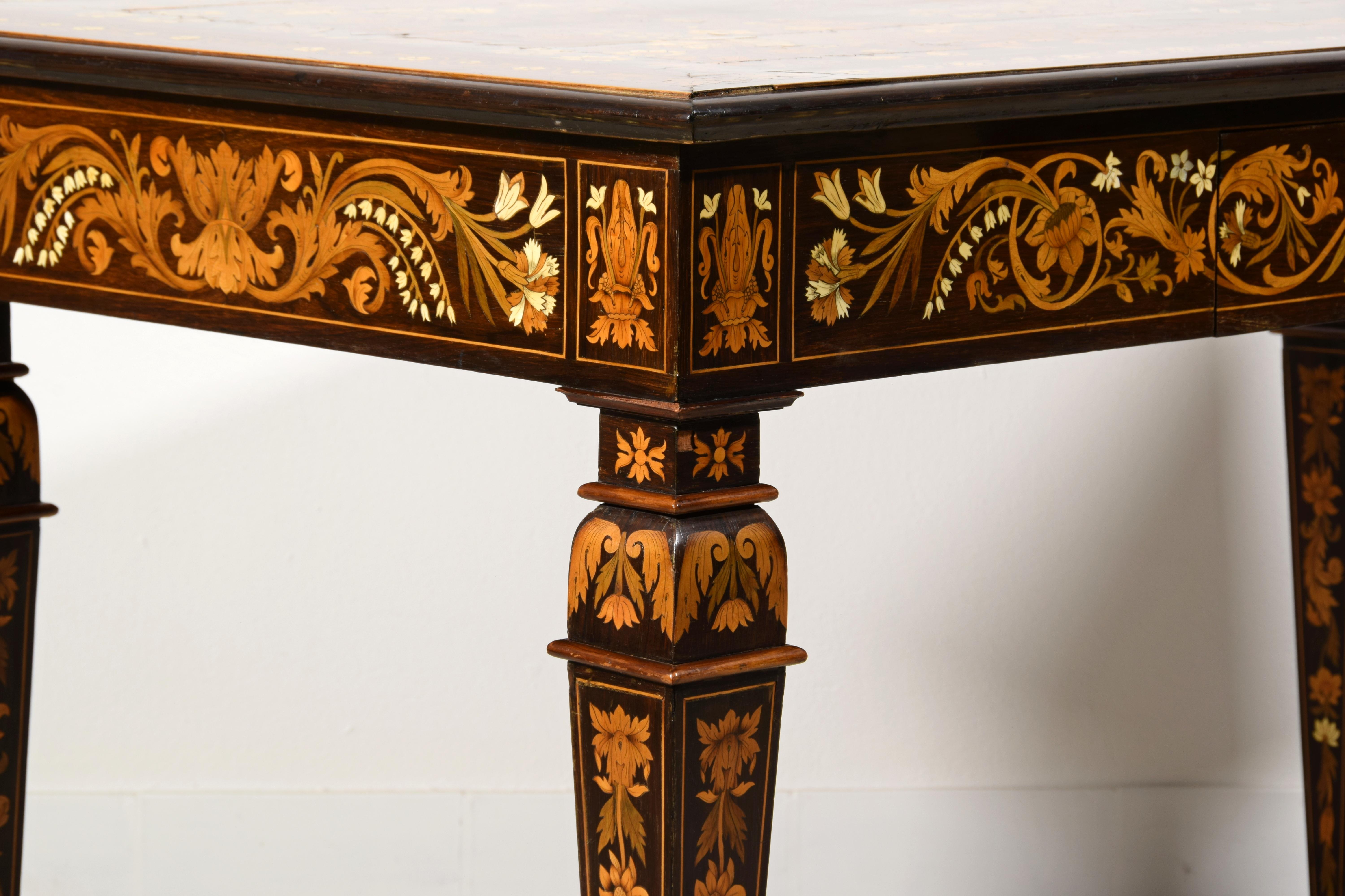 19th Century, Italian Inlaid Wood Centre Table by Luigi and Angiolo Falcini For Sale 14