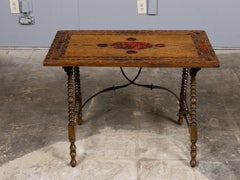 19th Century Italian Inlaid Wood Side Table with Tortoiseshell Accents