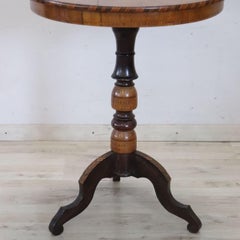 19th Century Italian Inlay Walnut Chess Table or Side Table