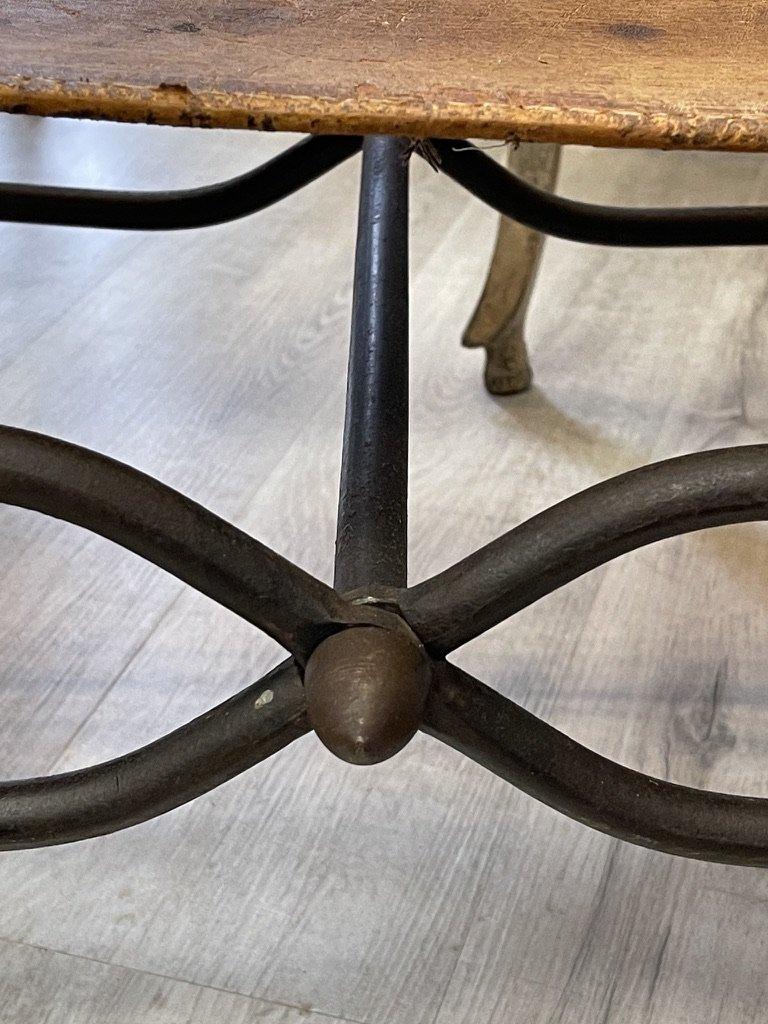 19th Century Italian Iron, Bronze, and Leather Savonarola Chair In Fair Condition In Doylestown, PA