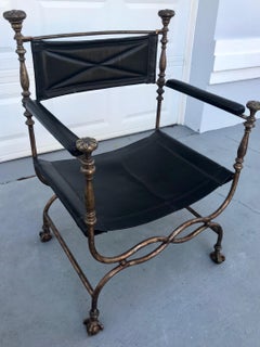 19th Century Italian Iron/Bronze Savonarola Dante Chair