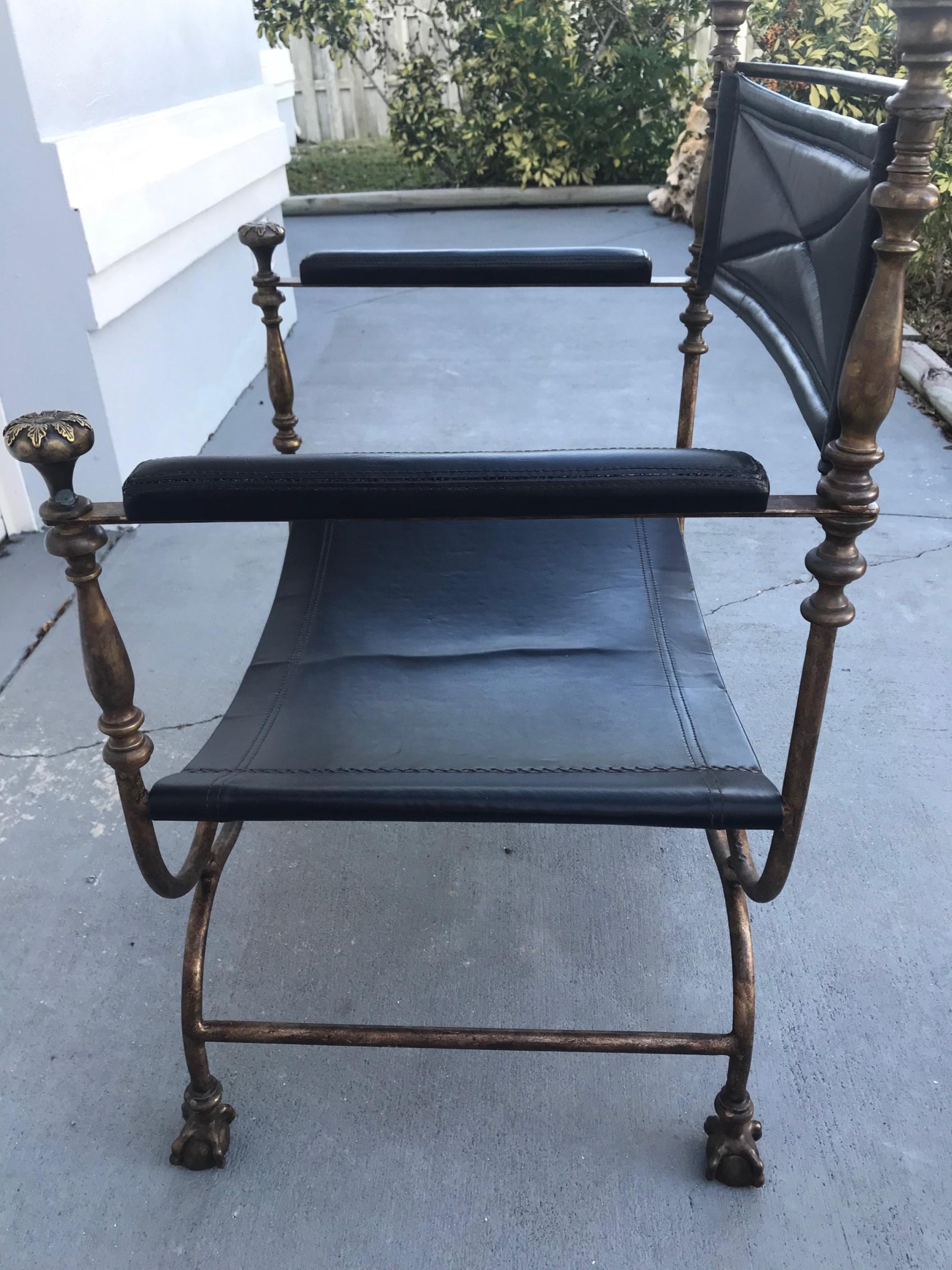 19th Century Italian Iron/Bronze Savonarola Dante Chair In Good Condition In Vero Beach, FL