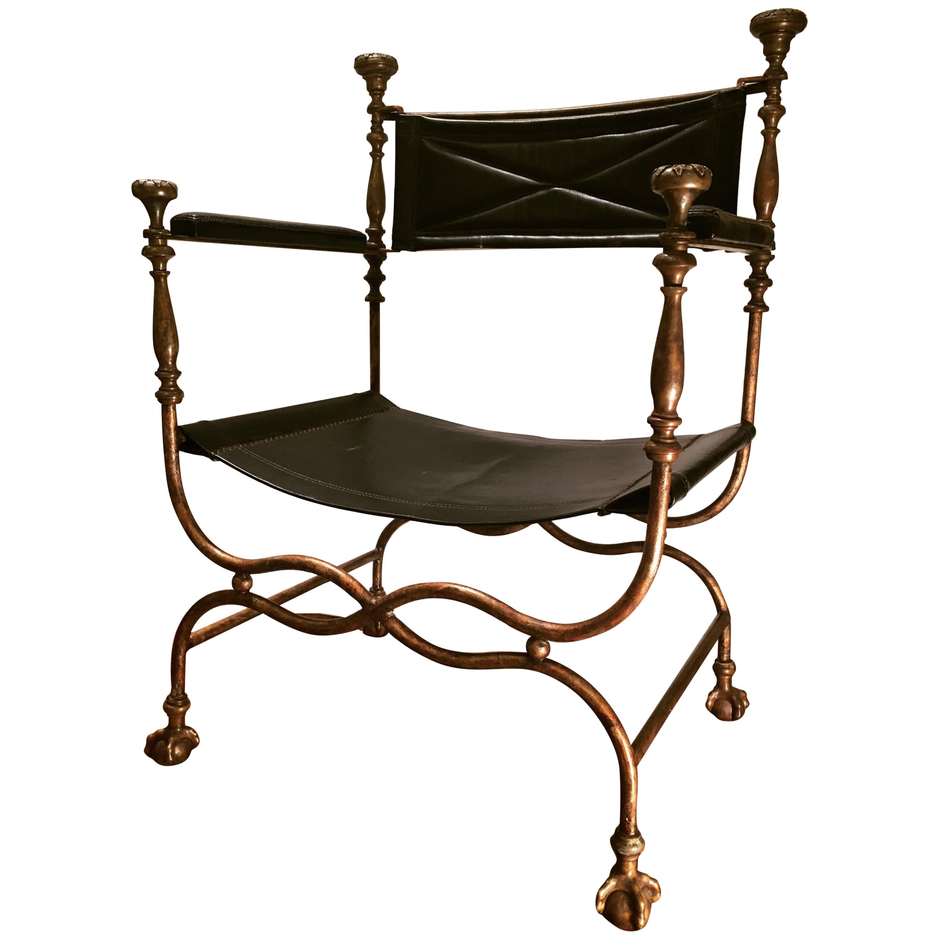 19th Century Italian Iron/Bronze Savonarola Dante Chair