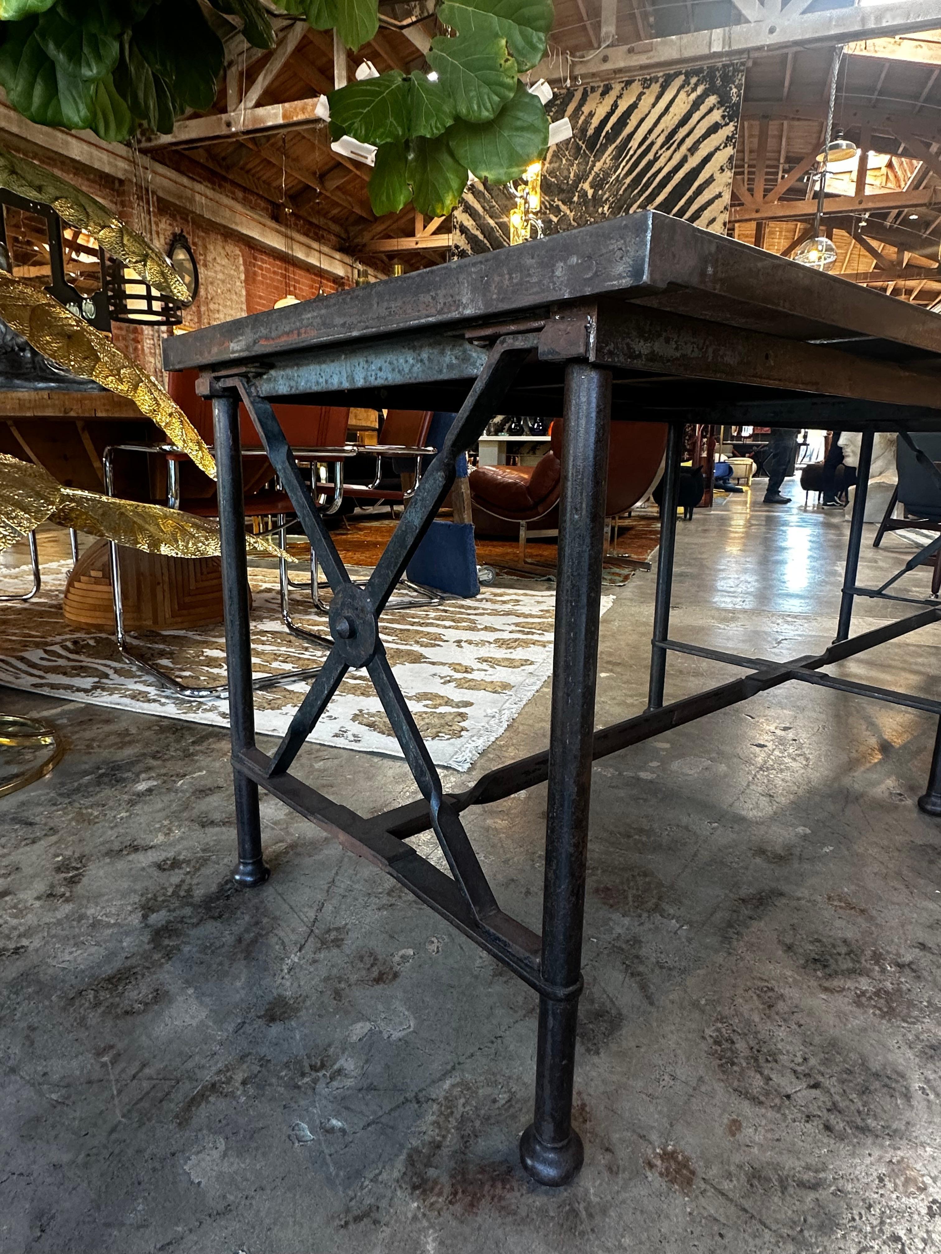 Brutalist 19th Century Italian Iron Handmade Table For Sale