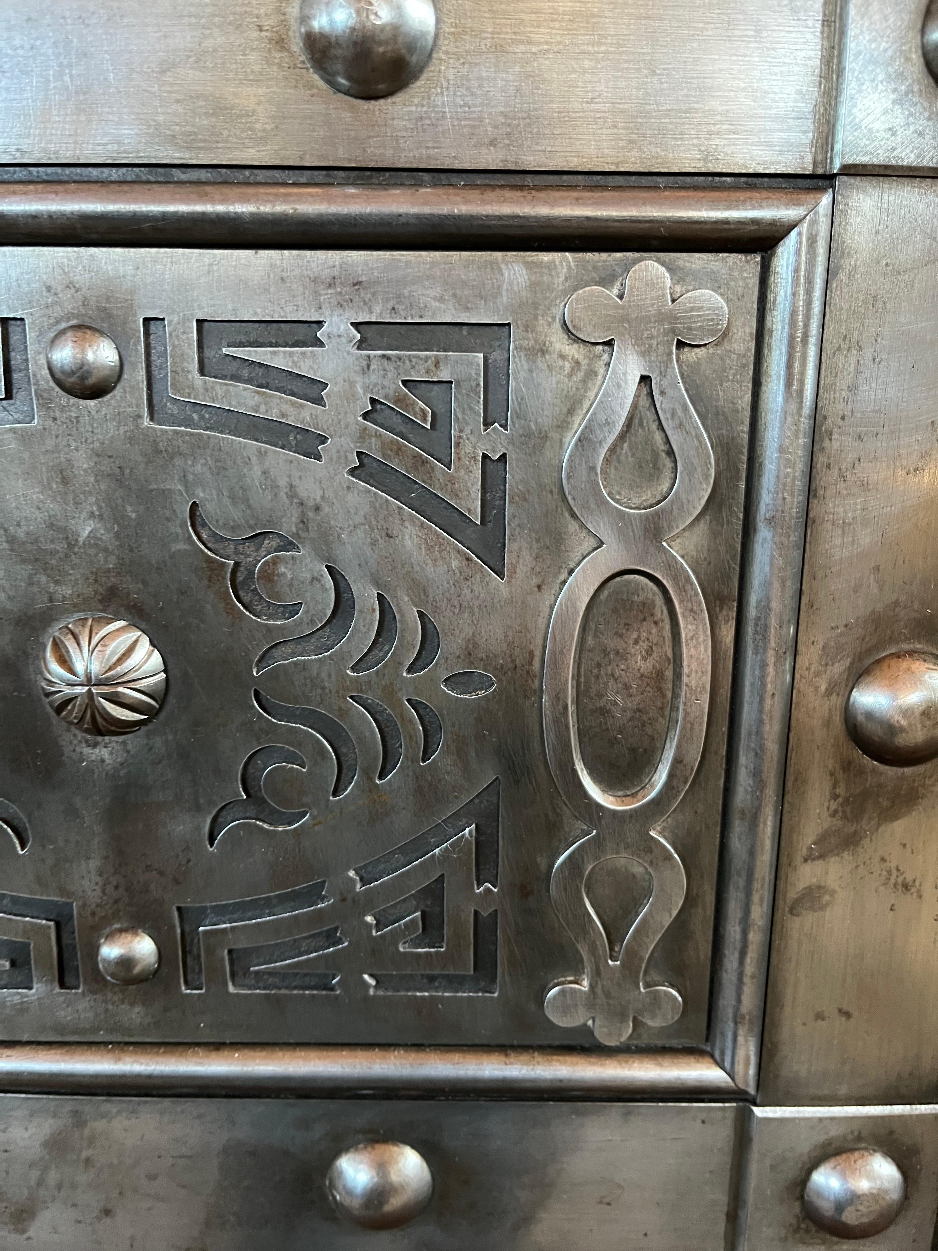 Empire 19th Century Italian Iron Safe / Cassaforte / Side Table / Nightstand For Sale