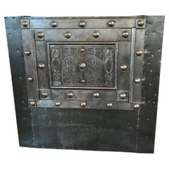 19th Century Italian Iron Safe / Cassaforte / Side Table / Nightstand