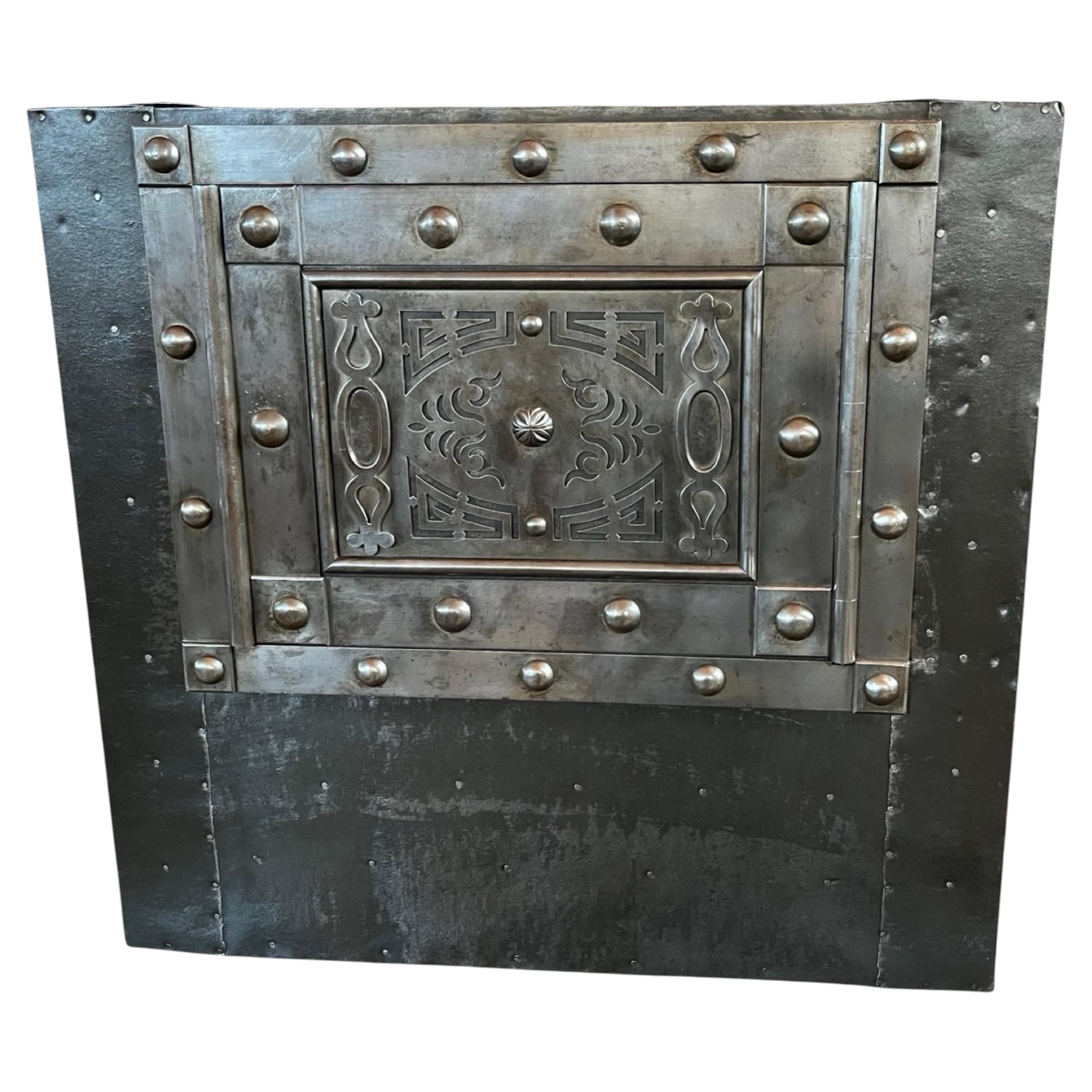 19th Century Italian Iron Safe / Side Table / Nightstand For Sale