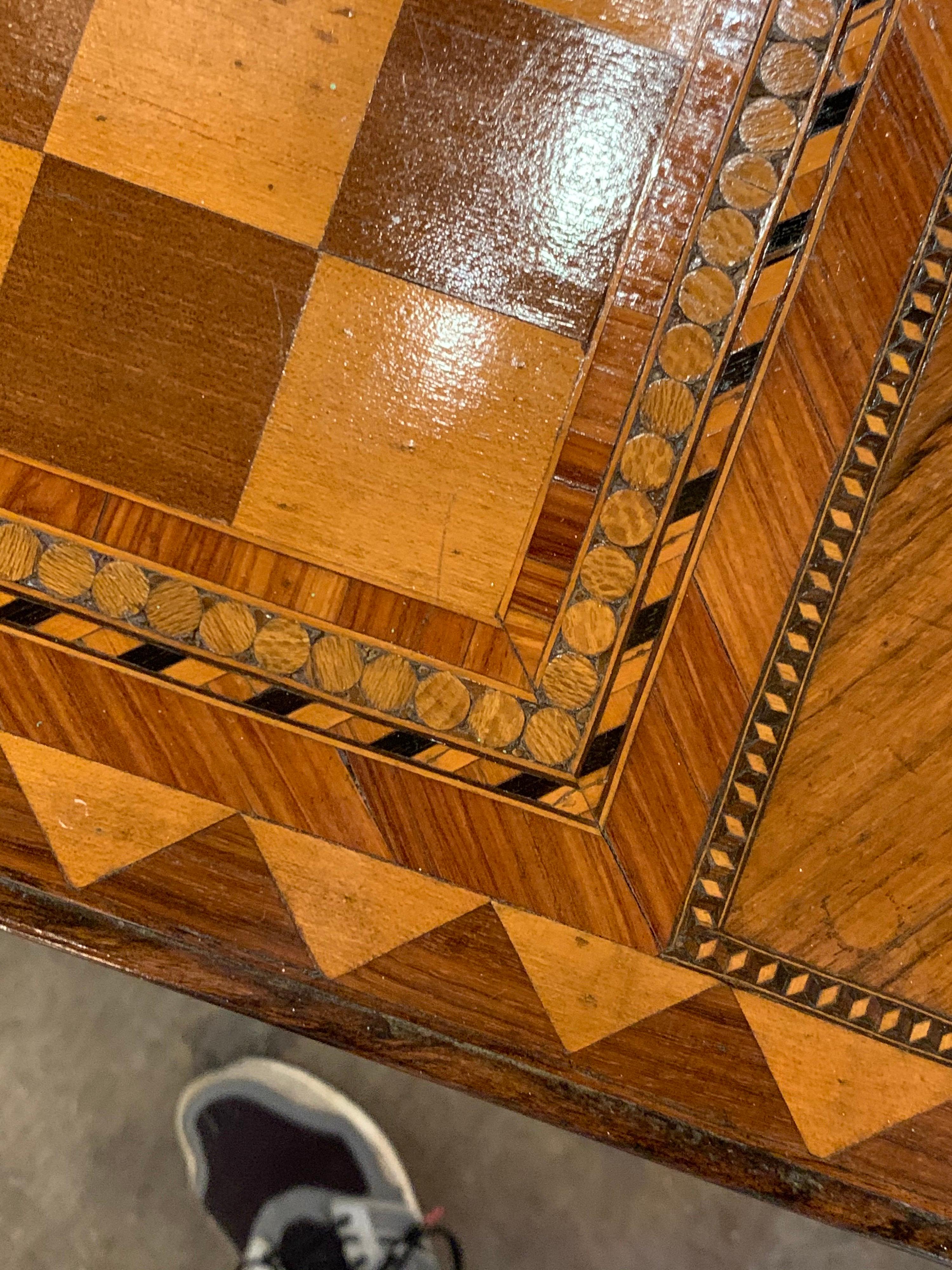 19th Century Italian Kingwood, Maple and Mahogany Checker Board Side Table For Sale 3