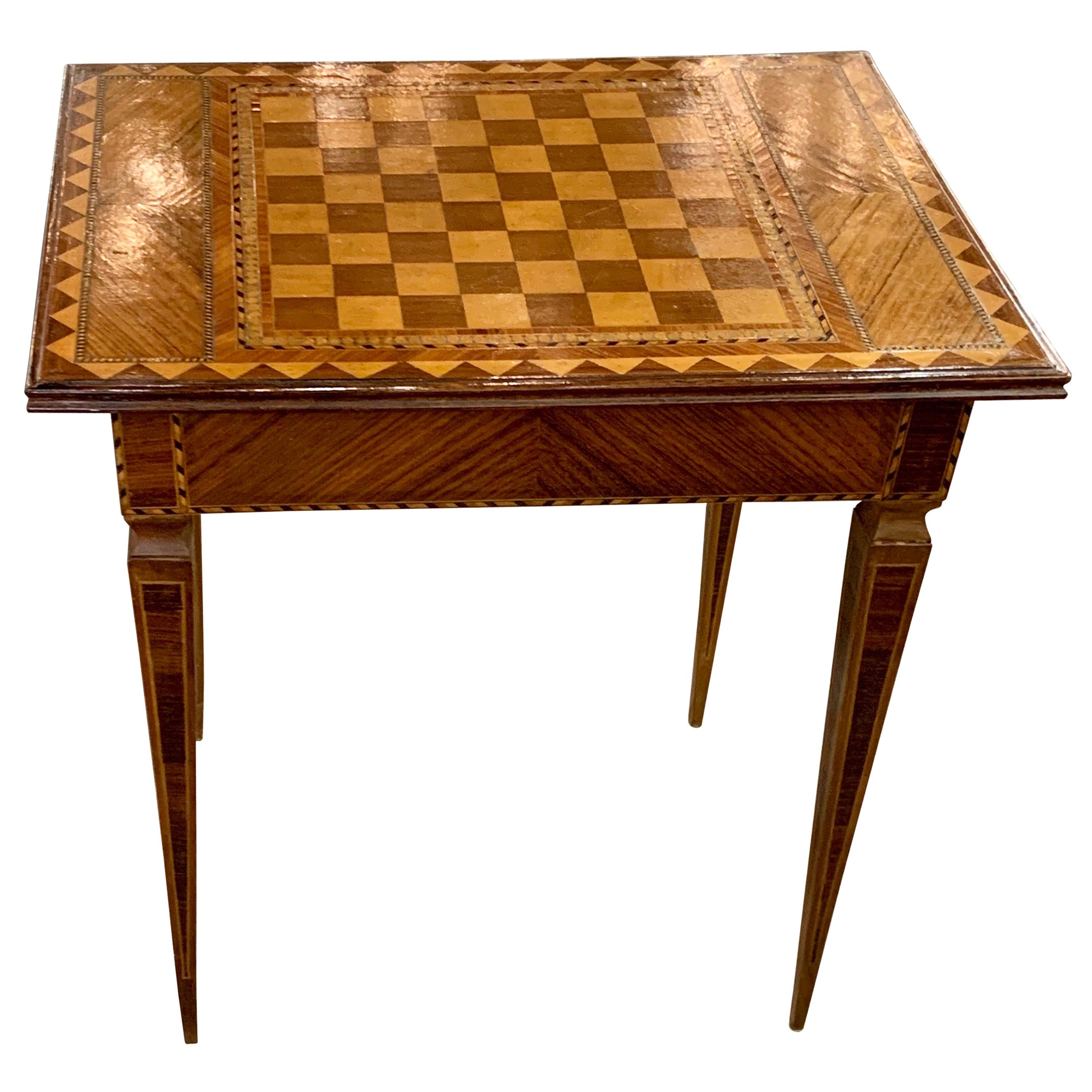 19th Century Italian Kingwood, Maple and Mahogany Checker Board Side Table For Sale