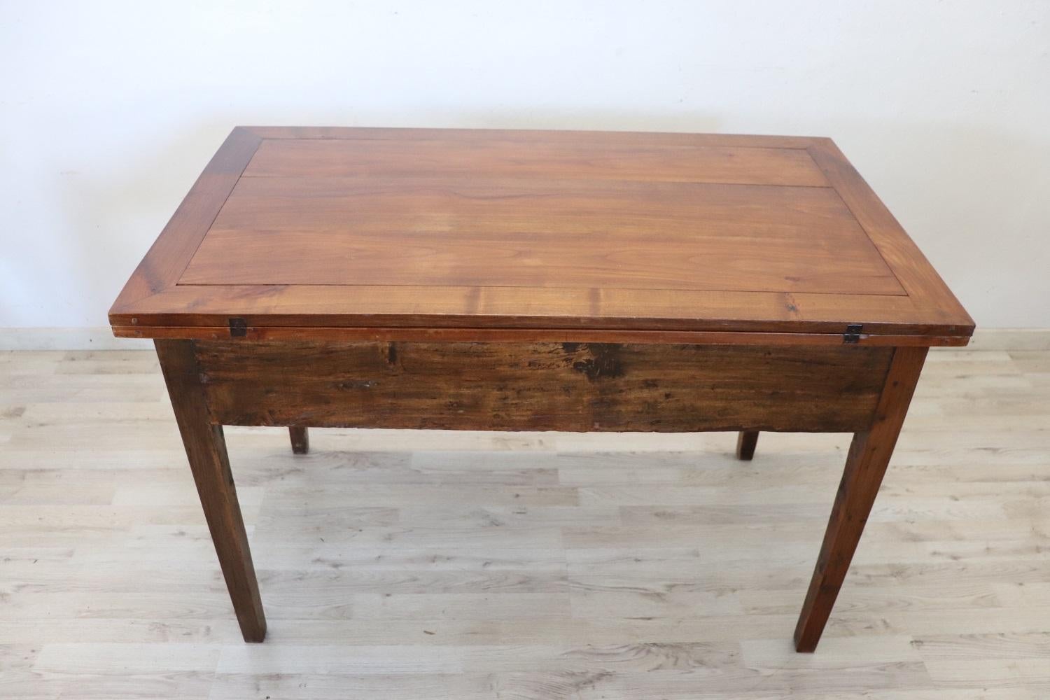 Mid-19th Century 19th Century Italian Kitchen Table Poplar and Cherry Wood with Opening Top For Sale