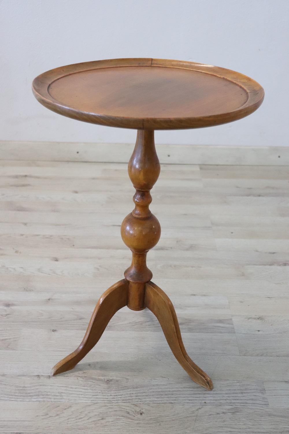 Louis Philippe 19th Century Italian L Philippe Beech Wood Round Pedestal Table or Smoking Table For Sale