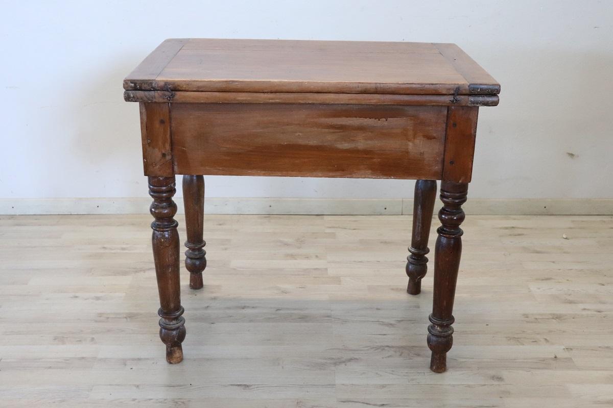 19th Century Italian L Philippe Kitchen Table in Poplar Wood with Opening Top For Sale 6