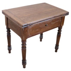 Table de cuisine italienne L Philippe du 19ème siècle en bois de peuplier avec plateau d'ouverture