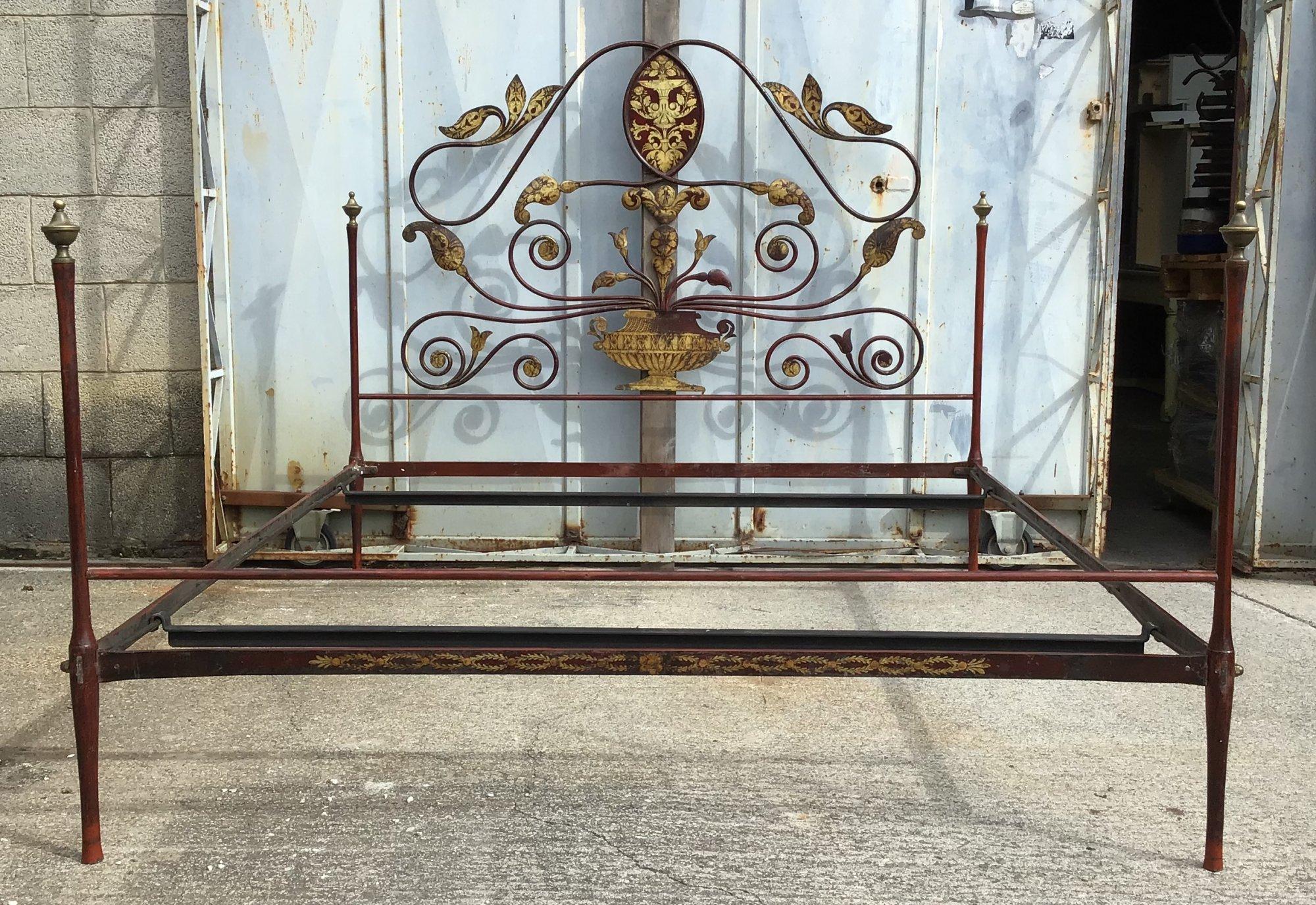 Victorian 19th Century Italian Lacquered Iron Double Bed, 1890s