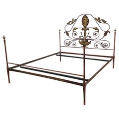 19th Century Italian Lacquered Iron Double Bed, 1890s