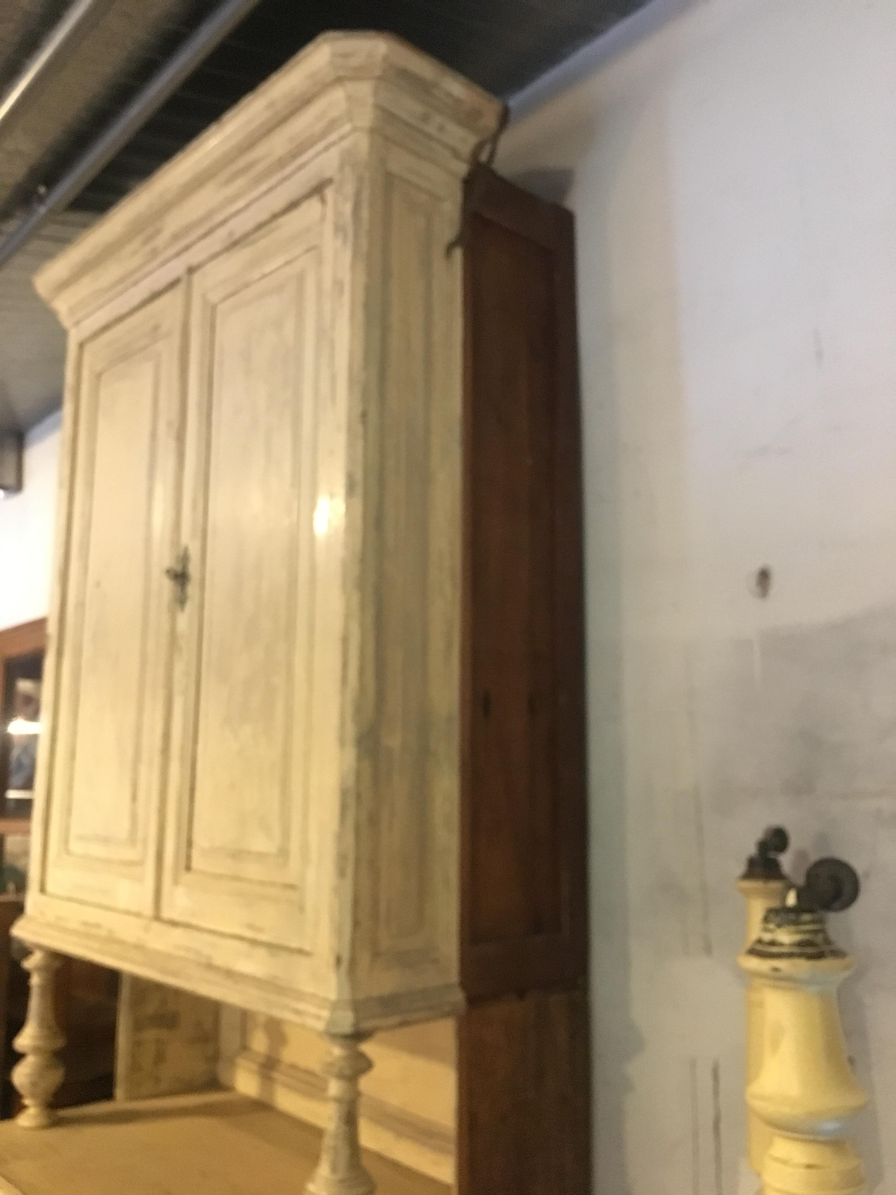 Late 19th Century 19th Century Italian Lacquered Wood Cupboard with Shutters and Drawers, 1890s For Sale