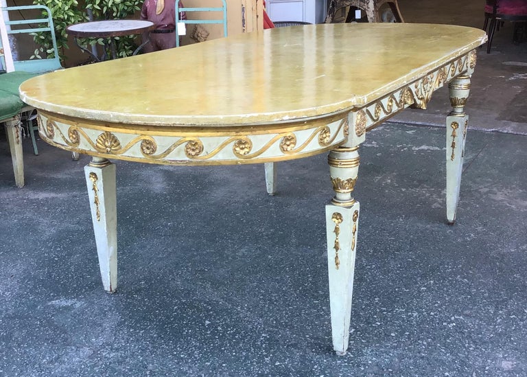 19th Century Italian Lacquered Wood Dining Room Table with ...