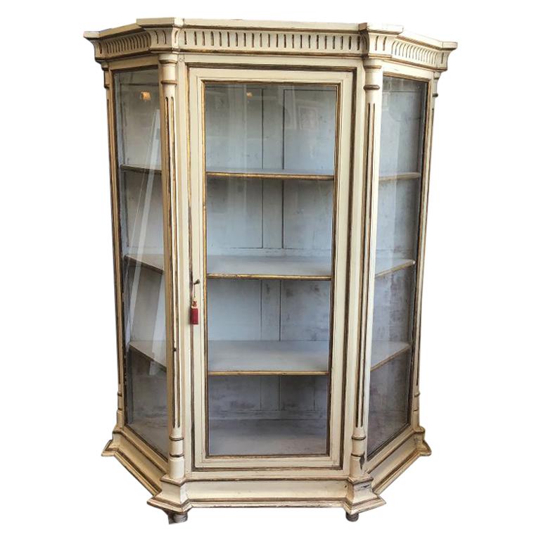 19th Century Italian Lacquered Wood Vitrine with Shelves, 1890s