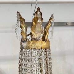 19th Century Italian Large Empire Crystal & Gilded Iron Antique Chadelier