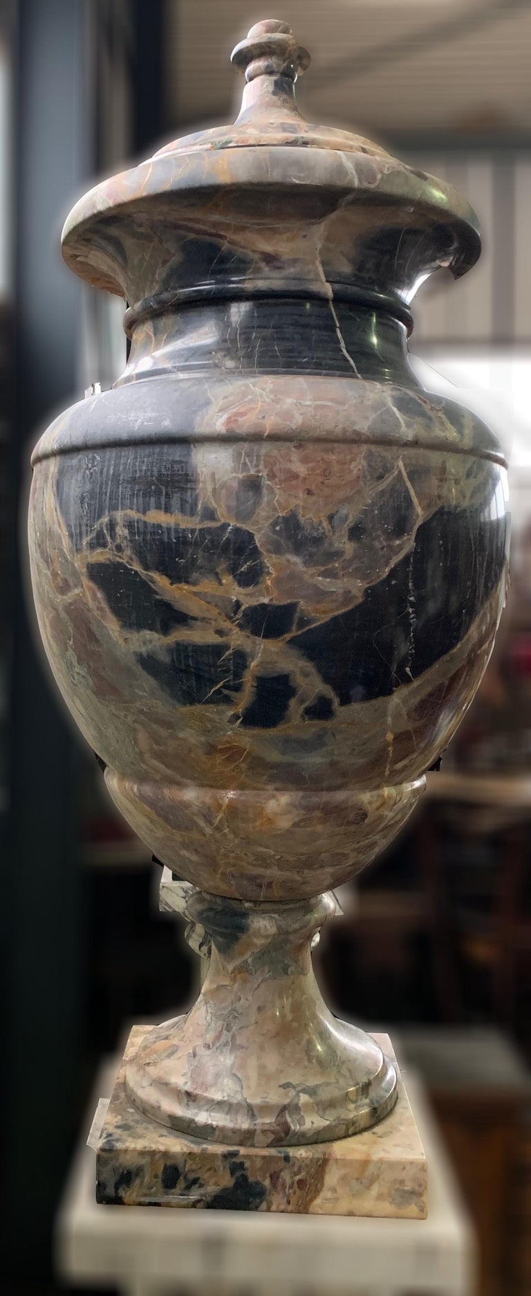 19th Century Italian Large Pair of Monumental Marble Urns For Sale at ...