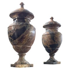 Antique 19th Century Italian Large Pair of Monumental Marble Urns