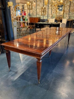 19th Century Italian Large Scale Louis XVI Flame Mahogany Dining Table
