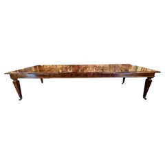 19th Century Italian Large Scale Louis XVI Flame Mahogany Dining Table