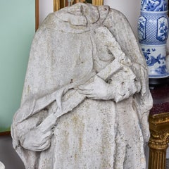 19th Century Italian Life-Sized Vicente Limestone Fragment of a Cardinal