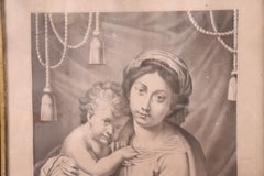 19th Century Italian Lithograph, Print Madonna with Jesus Child