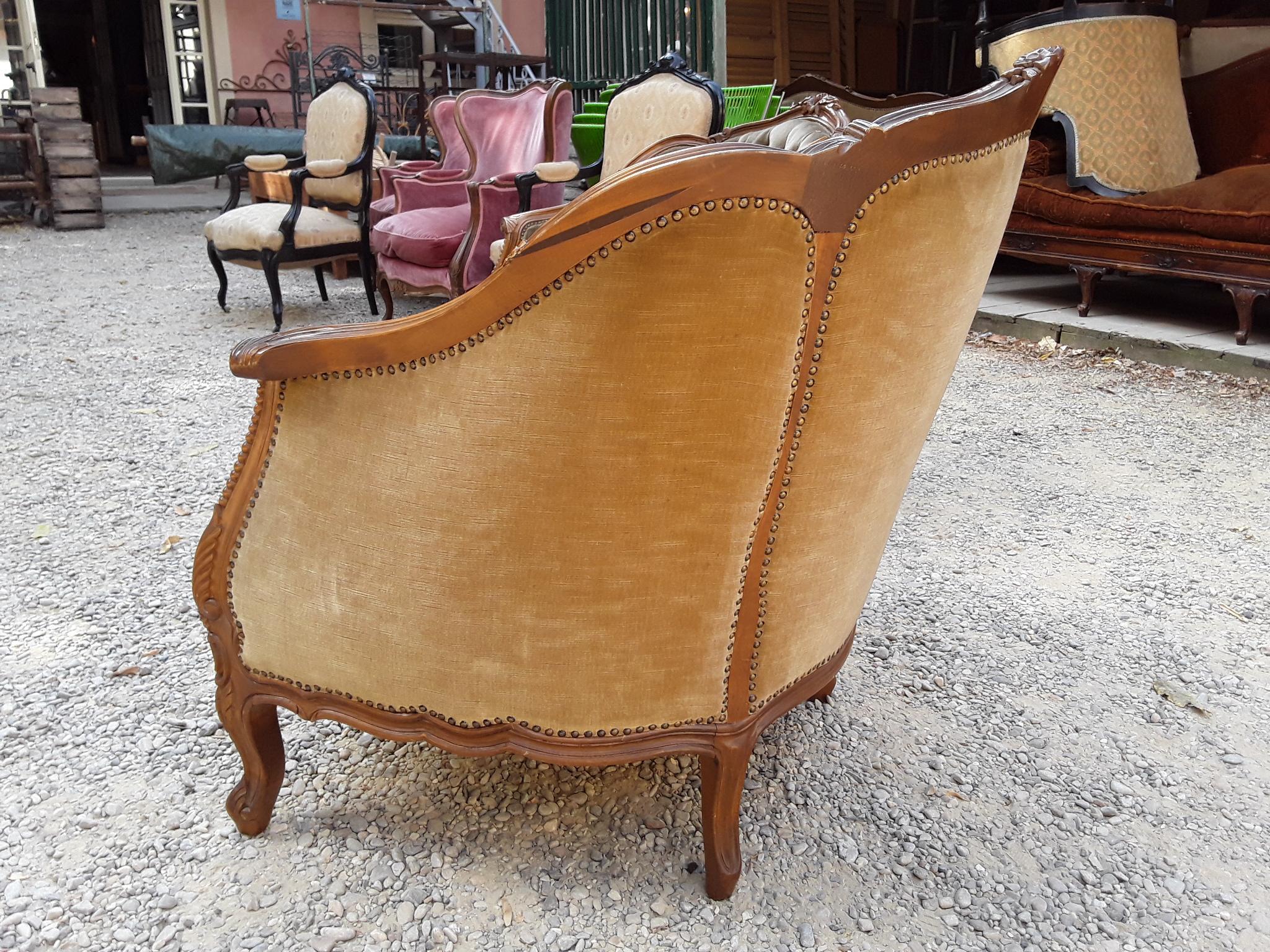 19th Century Italian Living Room Set with Sofa and Armchairs, Original Fabric For Sale 6