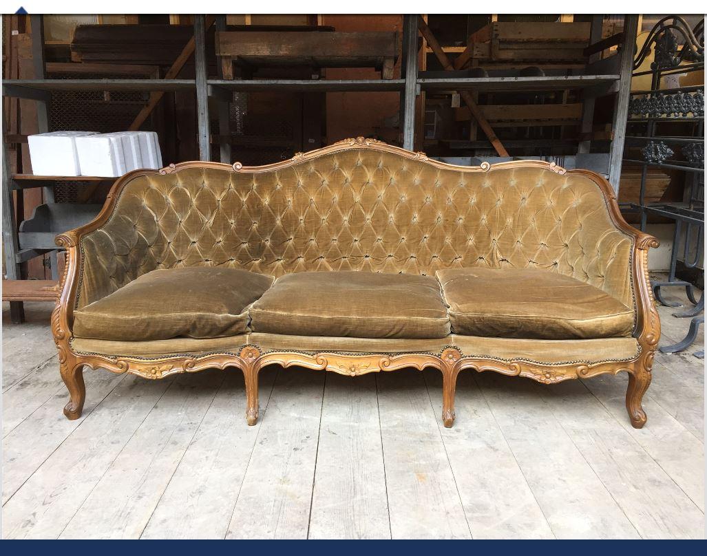 Late 19th Century 19th Century Italian Living Room Set with Sofa and Armchairs, Original Fabric For Sale