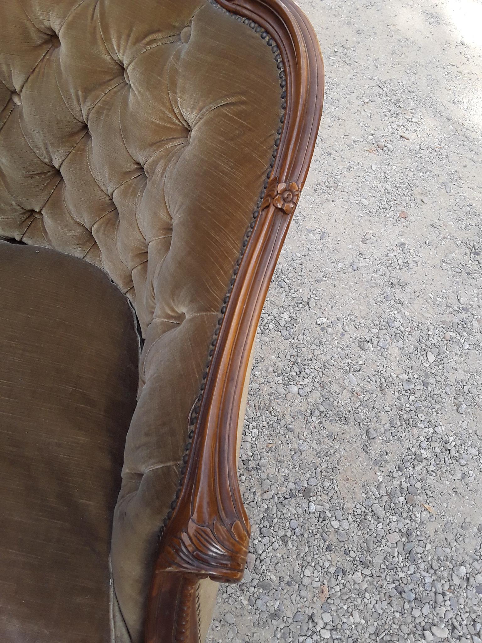 19th Century Italian Living Room Set with Sofa and Armchairs, Original Fabric For Sale 3