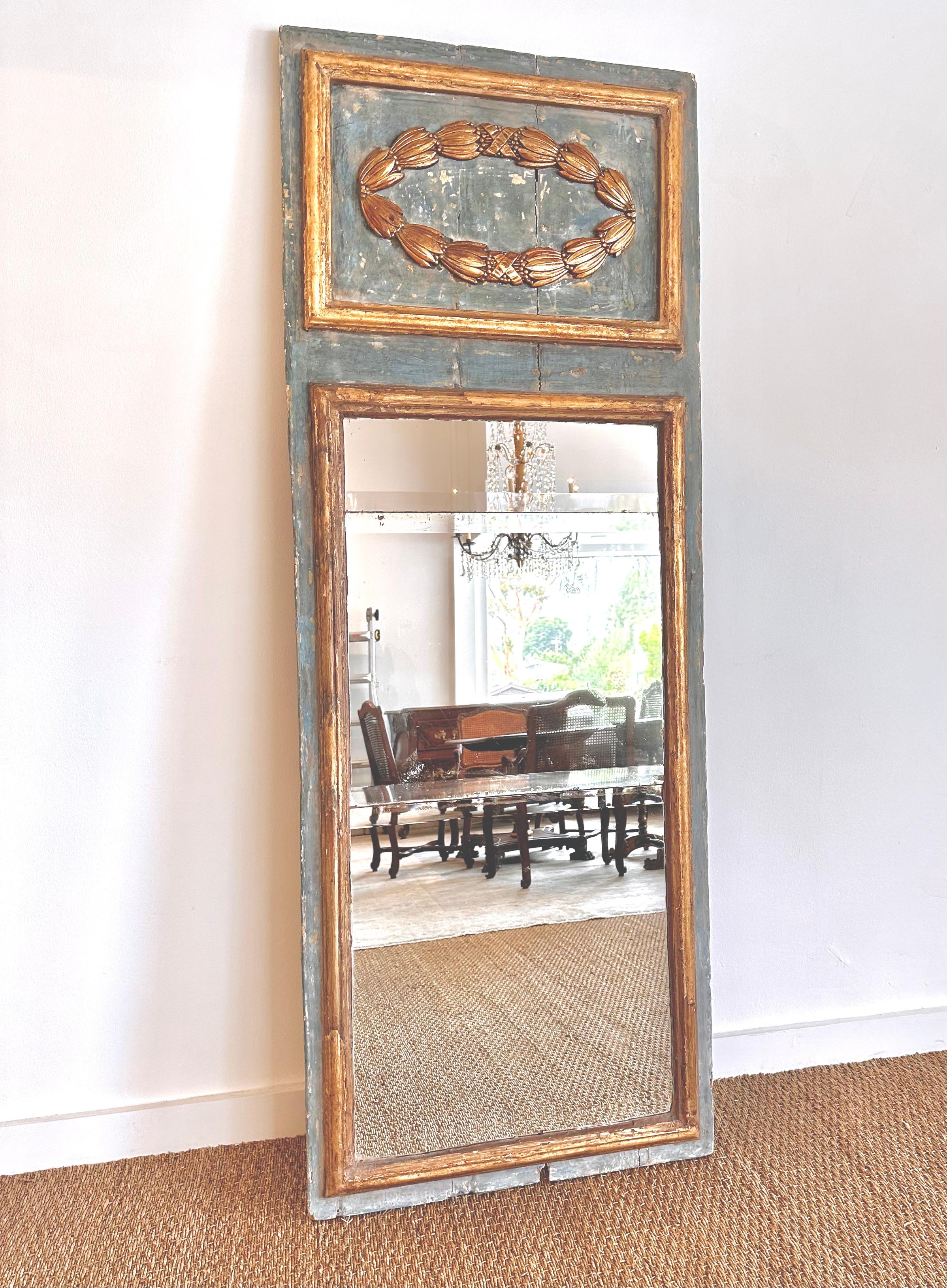 Italienischer Trumeau-Spiegel im Louis-LXI-Stil des 19. Jahrhunderts, Original-Quecksilberglas  (Mercury-Glas) im Angebot