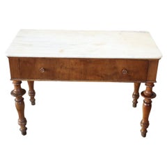 19th Century Italian Louis Phiippe Walnut Antique Table with Marble Top
