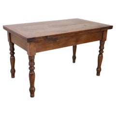 19th Century Italian Louis Philippe Antique Kitchen Table in Solid Walnut