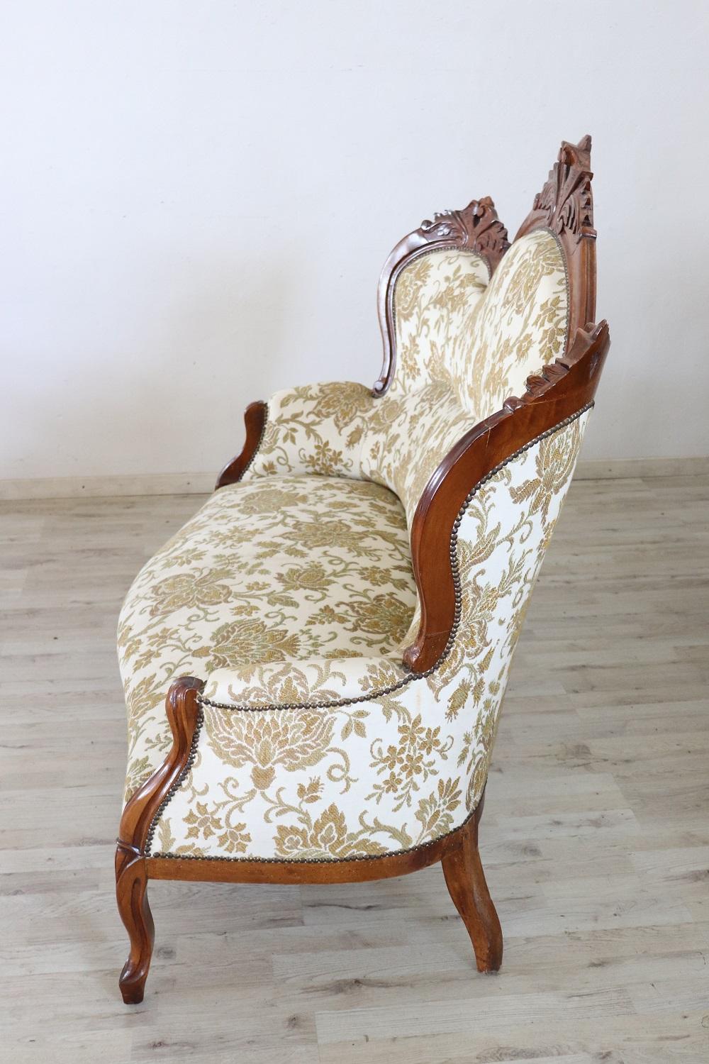19th Century Italian Louis Philippe Antique Living Room Set or Salon Suite For Sale 3