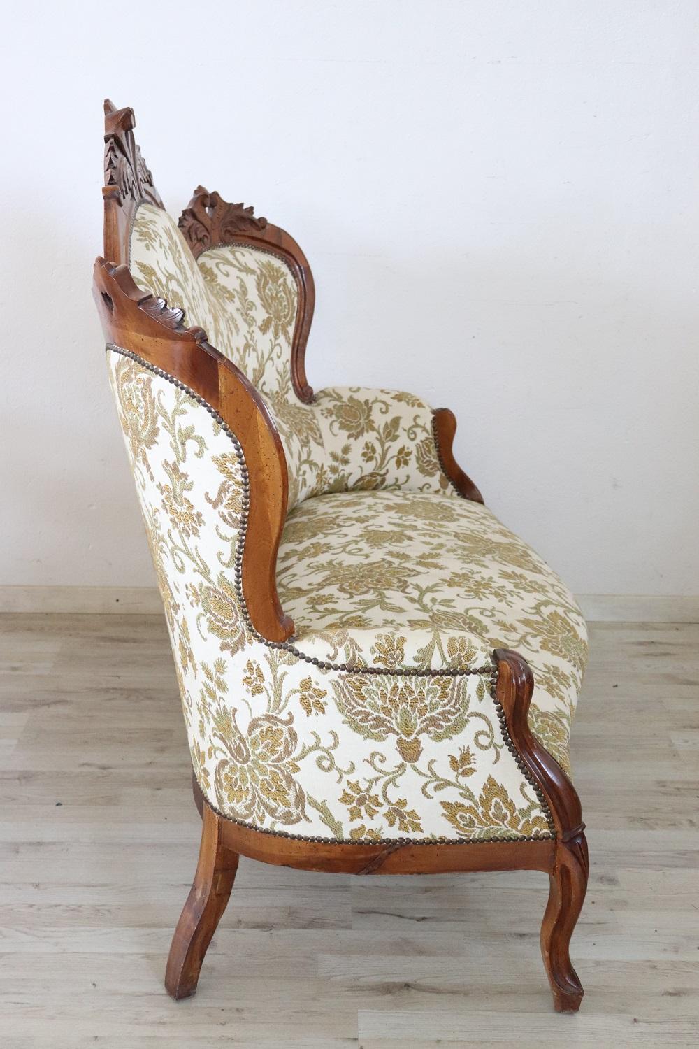 19th Century Italian Louis Philippe Antique Living Room Set or Salon Suite For Sale 1
