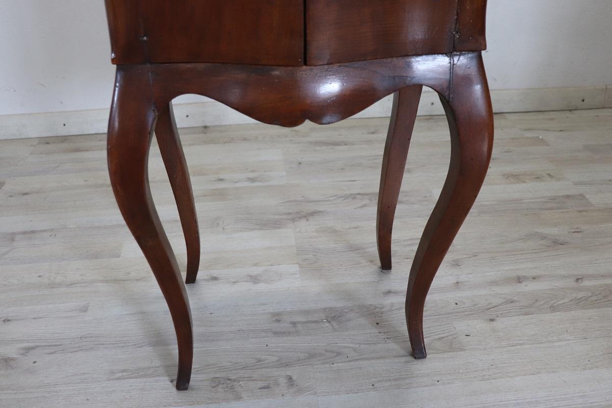 19th Century Italian Antique Nightstand in Solid Walnut For Sale 4