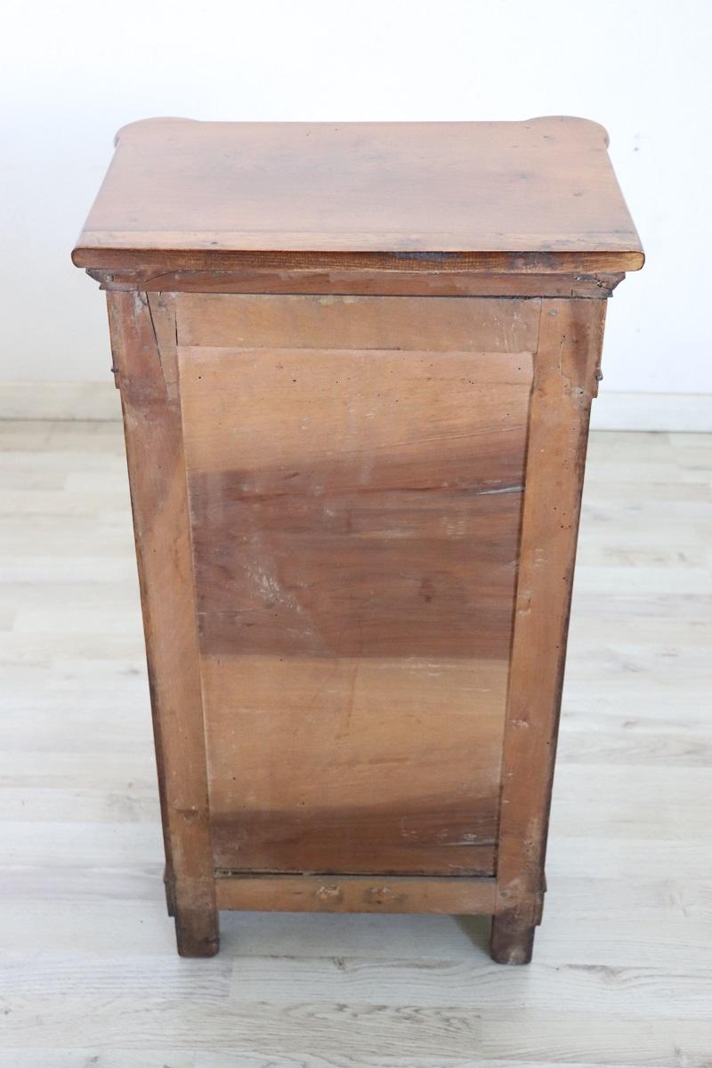19th Century Italian Louis Philippe Antique Nightstand in Solid Walnut For Sale 4