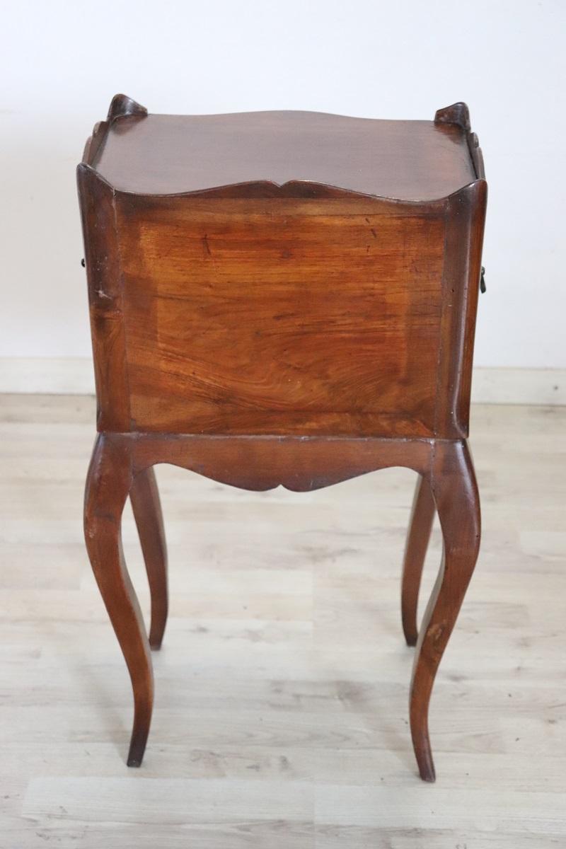 19th Century Italian Antique Nightstand in Solid Walnut For Sale 6