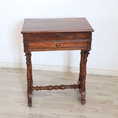 19th Century Italian Louis Philippe Antique Side Table or Vanity Table in Walnut